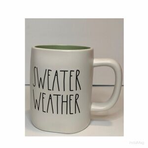 NEW Rae Dunn Sweater Weather Mug Green Interior Fall Autumn 🍂